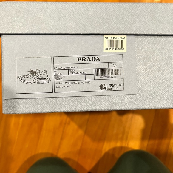 Prada slip on sneaker Calzature Donna black and white athletic shoe Knit 5 - Picture 4 of 10